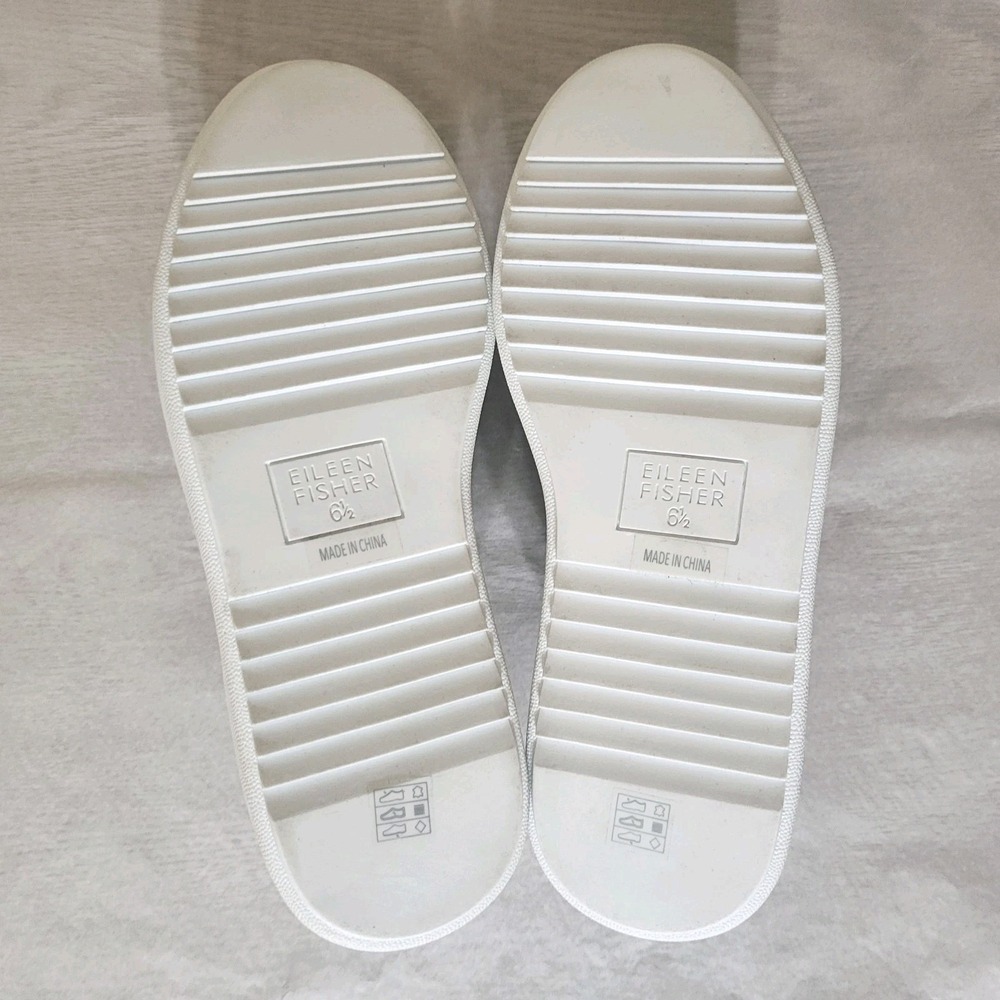 Eileen Fisher White Leather Lace Up Platform Sneakers Cushioned Womens Sz 6.5M - Picture 5 of 9